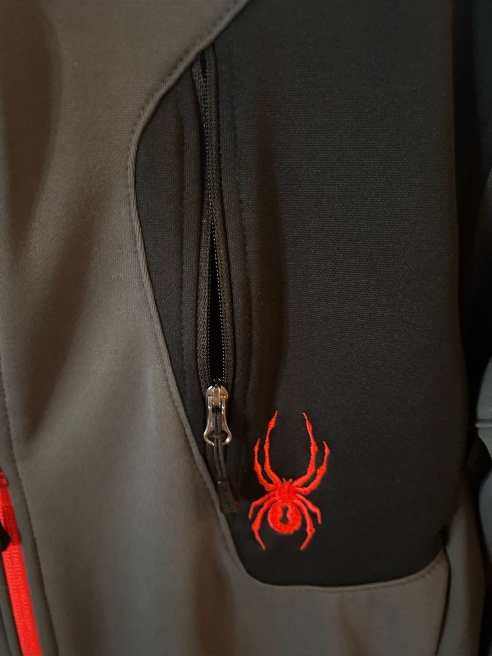 Spyder Black Performance Jacket with Red Accents - Picture 7 of 7